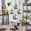 Ripoll hanging light, globe light, pendant light chrome, Smoke-coloured, 4-light sources