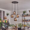 Ripoll hanging light, globe light, pendant light chrome, Smoke-coloured, 4-light sources