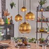 Koyoto hanging light, globe light, pendant light gold, clear, 4-light sources