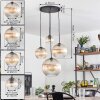 Koyoto hanging light, globe light, pendant light Amber, clear, 4-light sources