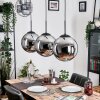 Gastor hanging light, globe light, pendant light chrome, Smoke-coloured, 3-light sources