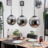 Gastor hanging light, globe light, pendant light chrome, Smoke-coloured, 3-light sources