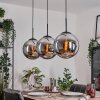 Gastor hanging light, globe light, pendant light chrome, Smoke-coloured, 3-light sources