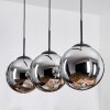 Gastor hanging light, globe light, pendant light chrome, Smoke-coloured, 3-light sources