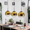 Gastor hanging light, globe light, pendant light gold, clear, 3-light sources