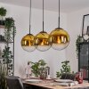 Gastor hanging light, globe light, pendant light gold, clear, 3-light sources