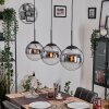 Gastor hanging light, globe light, pendant light chrome, clear, Smoke-coloured, 3-light sources