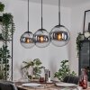 Gastor hanging light, globe light, pendant light chrome, clear, Smoke-coloured, 3-light sources