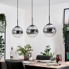 Gastor hanging light, globe light, pendant light chrome, clear, Smoke-coloured, 3-light sources