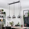 Gastor hanging light, globe light, pendant light chrome, clear, Smoke-coloured, 3-light sources