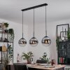 Gastor hanging light, globe light, pendant light chrome, clear, Smoke-coloured, 3-light sources