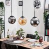 Gastor hanging light, globe light, pendant light Amber, Smoke-coloured, 3-light sources