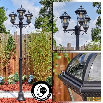 Lavajo outdoor light, lamp post, path light black, 3-light sources