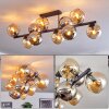 Koyoto ceiling light, globe light Amber, chrome, Smoke-coloured, 10-light sources