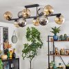 Koyoto ceiling light, globe light Amber, chrome, Smoke-coloured, 10-light sources