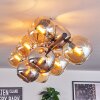 Koyoto ceiling light, globe light Amber, chrome, Smoke-coloured, 10-light sources