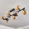 Koyoto ceiling light, globe light Amber, chrome, Smoke-coloured, 10-light sources