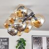 Koyoto ceiling light, globe light Amber, chrome, Smoke-coloured, 10-light sources