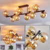 Koyoto ceiling light, globe light Amber, 10-light sources