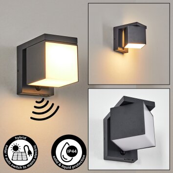 Pocilgas outdoor wall light, wall spotlight LED anthracite, 1-light source, Motion sensor