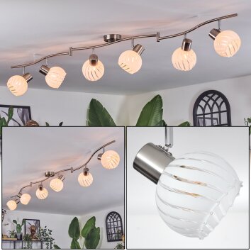 Dysted ceiling light, globe light matt nickel, 6-light sources