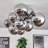 Gastor ceiling light, globe light chrome, Smoke-coloured, 10-light sources