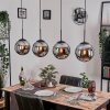 Gastor hanging light, globe light, pendant light chrome, Smoke-coloured, 4-light sources