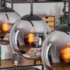 Gastor hanging light, globe light, pendant light chrome, Smoke-coloured, 4-light sources