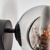 Koyoto globe light, wall light, wall spotlight chrome, clear, Smoke-coloured, 1-light source