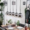 Gastor hanging light, globe light, pendant light chrome, clear, Smoke-coloured, 5-light sources