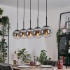 Gastor hanging light, globe light, pendant light chrome, clear, Smoke-coloured, 5-light sources