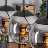 Gastor hanging light, globe light, pendant light chrome, clear, Smoke-coloured, 5-light sources