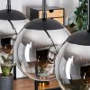 Gastor hanging light, globe light, pendant light chrome, clear, Smoke-coloured, 5-light sources