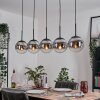 Gastor hanging light, globe light, pendant light chrome, clear, Smoke-coloured, 5-light sources