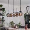 Gastor hanging light, globe light, pendant light chrome, Smoke-coloured, 5-light sources