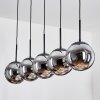 Gastor hanging light, globe light, pendant light chrome, Smoke-coloured, 5-light sources