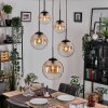 Gastor hanging light, globe light, pendant light Amber, clear, 5-light sources