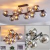 Gastor ceiling light, globe light clear, Smoke-coloured, 10-light sources