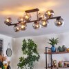 Gastor ceiling light, globe light clear, Smoke-coloured, 10-light sources