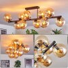 Gastor ceiling light, globe light Amber, 10-light sources