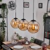 Gastor hanging light, globe light, pendant light Amber, 3-light sources