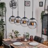 Gastor hanging light, globe light, pendant light chrome, clear, Smoke-coloured, 4-light sources