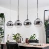 Gastor hanging light, globe light, pendant light chrome, clear, Smoke-coloured, 4-light sources