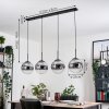 Gastor hanging light, globe light, pendant light chrome, clear, Smoke-coloured, 4-light sources