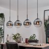 Gastor hanging light, globe light, pendant light chrome, clear, Smoke-coloured, 4-light sources