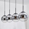 Gastor hanging light, globe light, pendant light chrome, clear, Smoke-coloured, 4-light sources