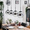 Gastor hanging light, globe light, pendant light chrome, clear, Smoke-coloured, 4-light sources