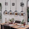 Gastor hanging light, globe light, pendant light chrome, clear, Smoke-coloured, 4-light sources