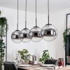 Gastor hanging light, globe light, pendant light chrome, clear, Smoke-coloured, 4-light sources