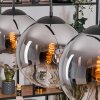 Gastor hanging light, globe light, pendant light chrome, clear, Smoke-coloured, 4-light sources